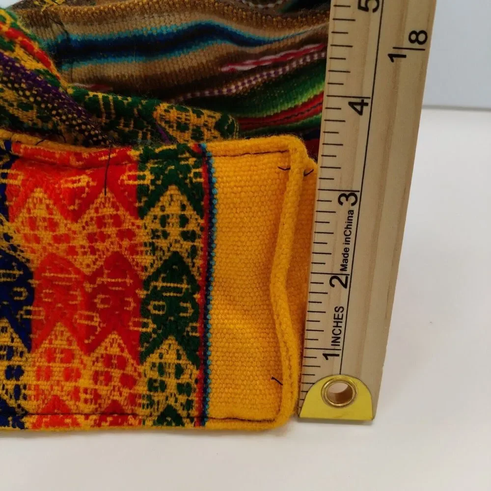 Peruvian Mini Small Backpack Embroidery‎ Llama Girl Sun Woven Knapsack Purse Red